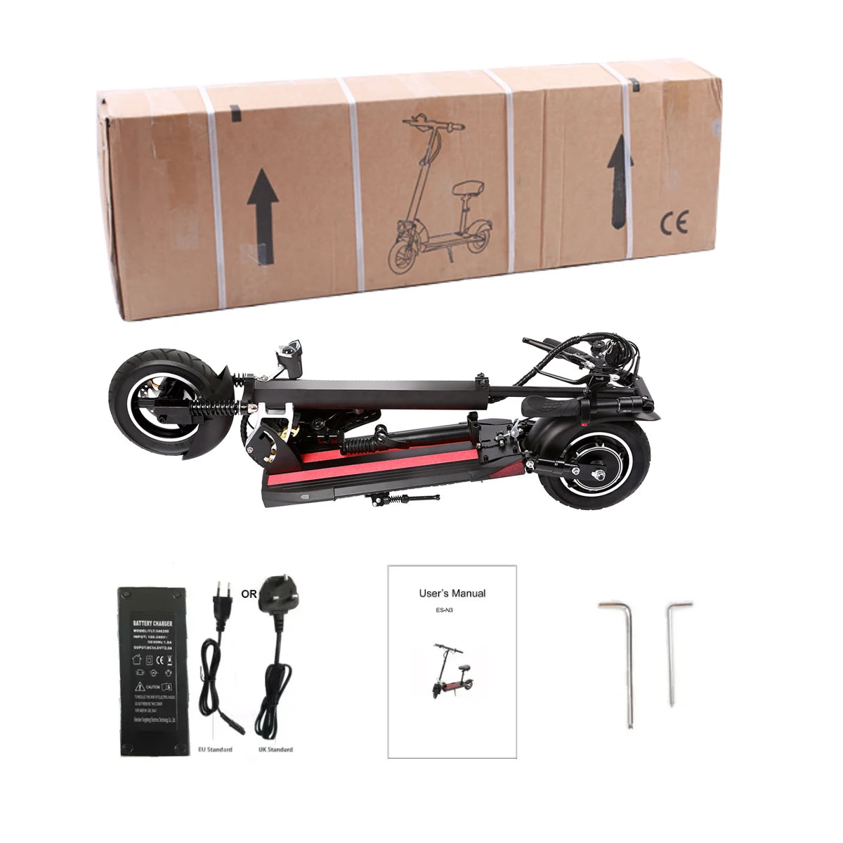 800W Powerful Electric Scooter 48V 15Ah Max Speed 50km/h 50km Range 10'' Tires Dual Shock Absorbing Folding EScooter for Adults