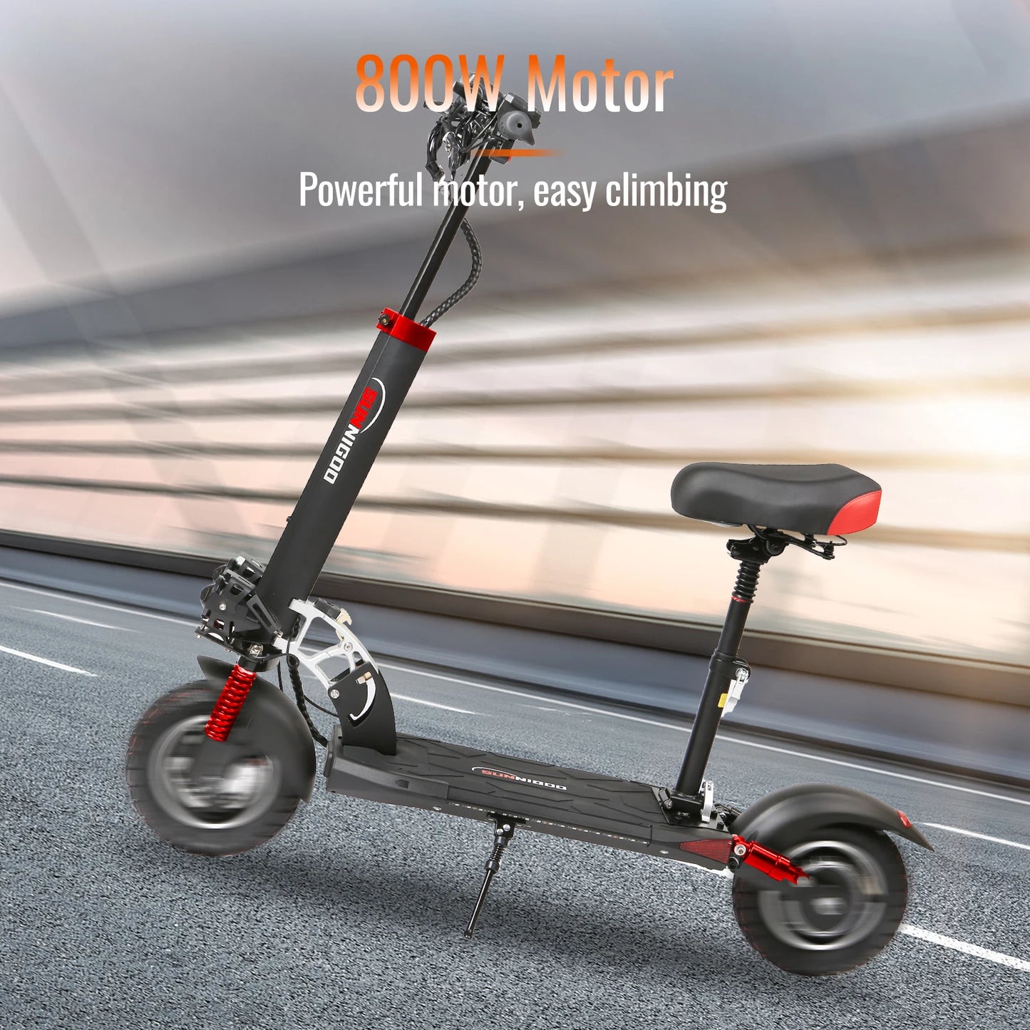 800W Powerful Electric Scooter 48V 15Ah Max Speed 50km/h 50km Range 10'' Tires Dual Shock Absorbing Folding EScooter for Adults
