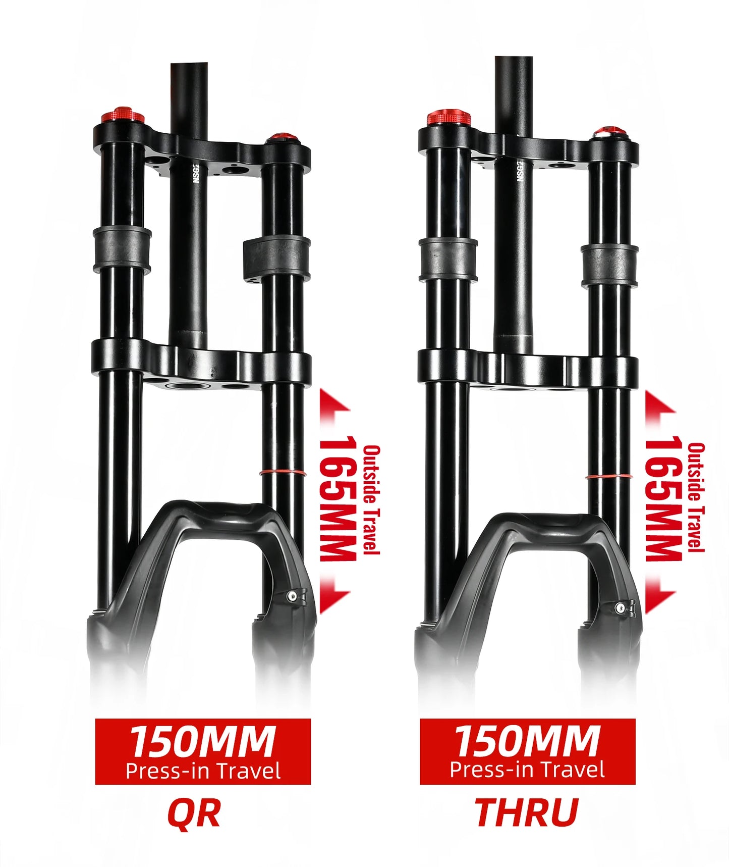 NanLio Bicycle Double Shoulder Air Suspension Fork - 150mm Travel for MTB & E-Bike Bikes 27.5"/29" Double Crown Fork