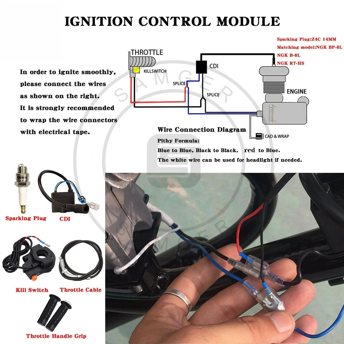 Samger 50/80/100CC Bicycle Engine Kit 2 Stroke Pocket Bike Engine For DIY Electric Bicycle Complete Engine from RU/EU