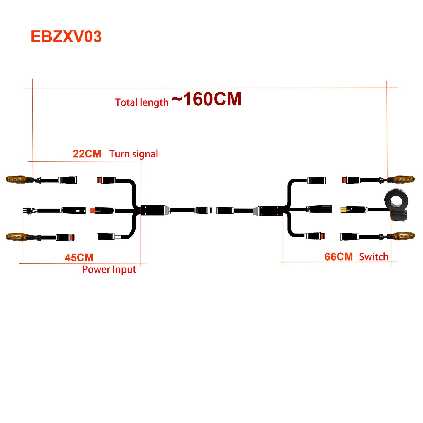 IGO-E Ebike Electric Bicycle Turn Signal Kit Set 36V 48V52V 72V Flow Flashing Waterproof Cable