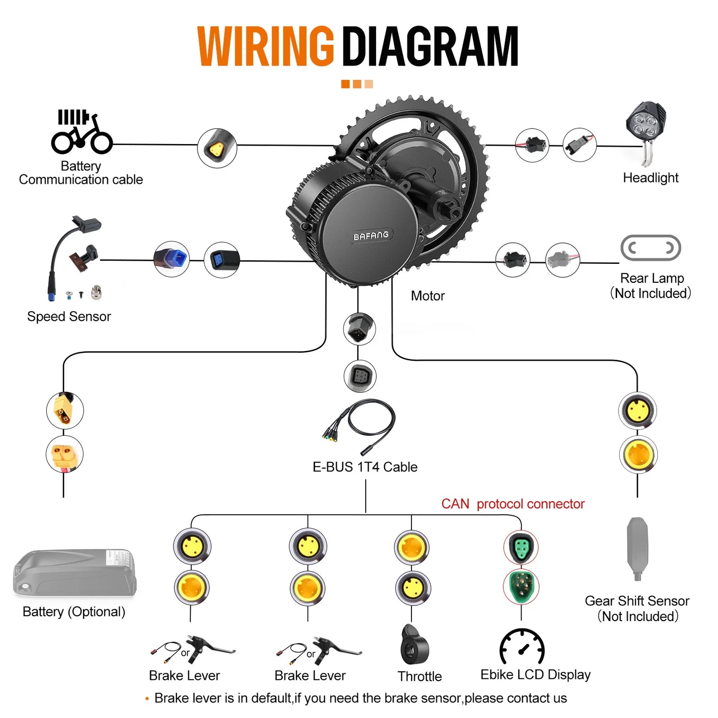 BAFANG 48V Battery 750W 500W 250W Mid Drive Motor Electric Bicycle Conversion BBS02 BBSHD with Dlsplay Kit,E-Bike Engine 68-73M