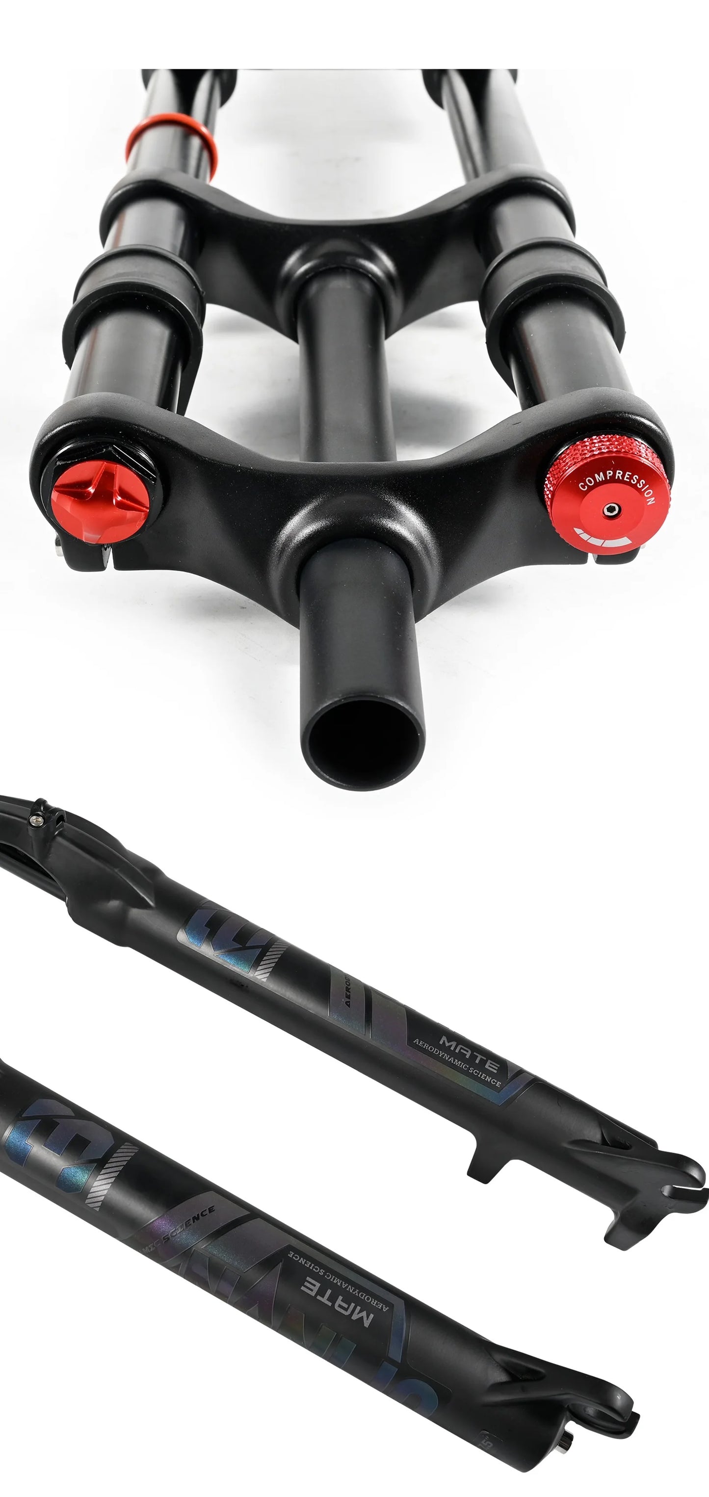 NanLio Bicycle Double Shoulder Air Suspension Fork - 150mm Travel for MTB & E-Bike Bikes 27.5"/29" Double Crown Fork