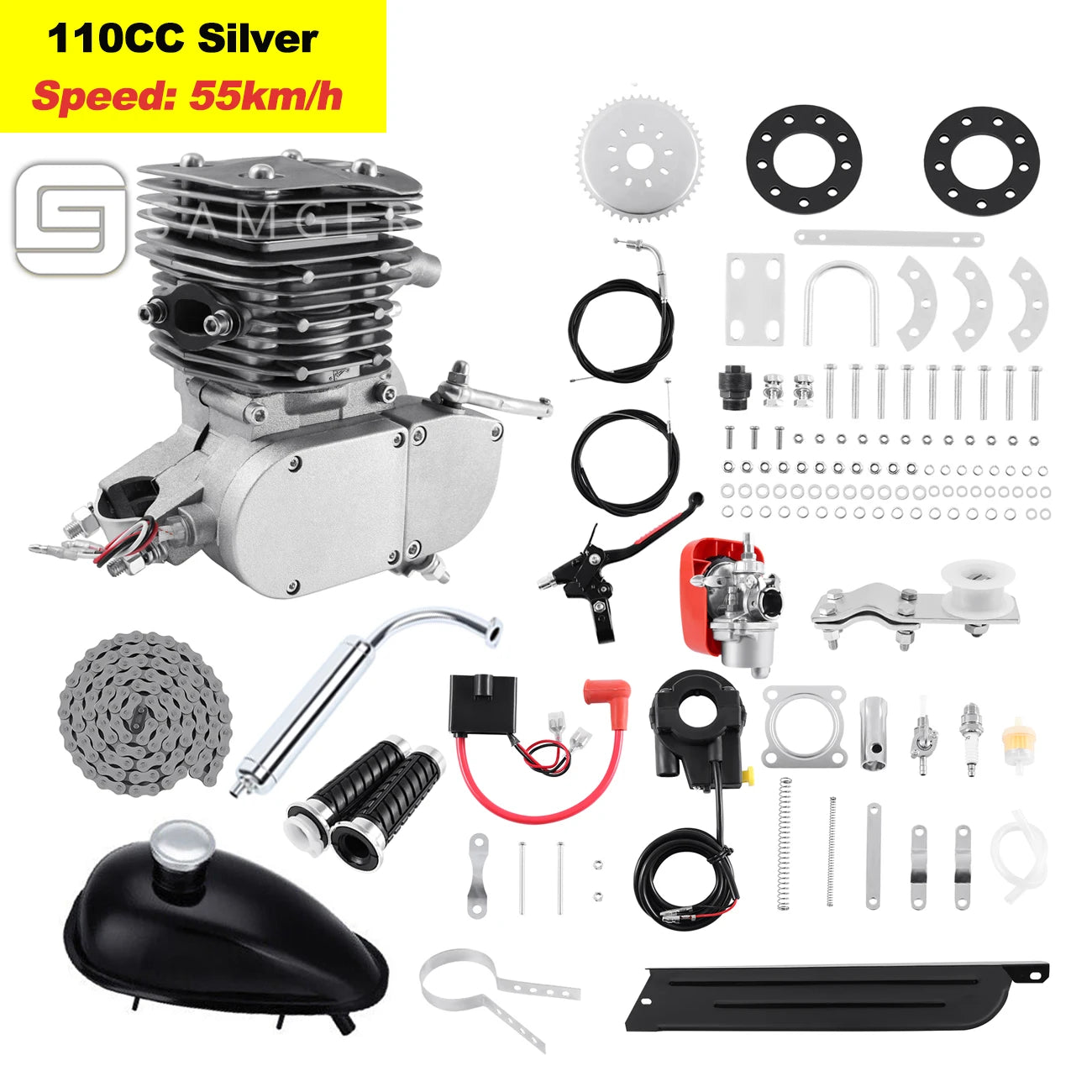 Samger 50/80/100CC Bicycle Engine Kit 2 Stroke Pocket Bike Engine For DIY Electric Bicycle Complete Engine from RU/EU