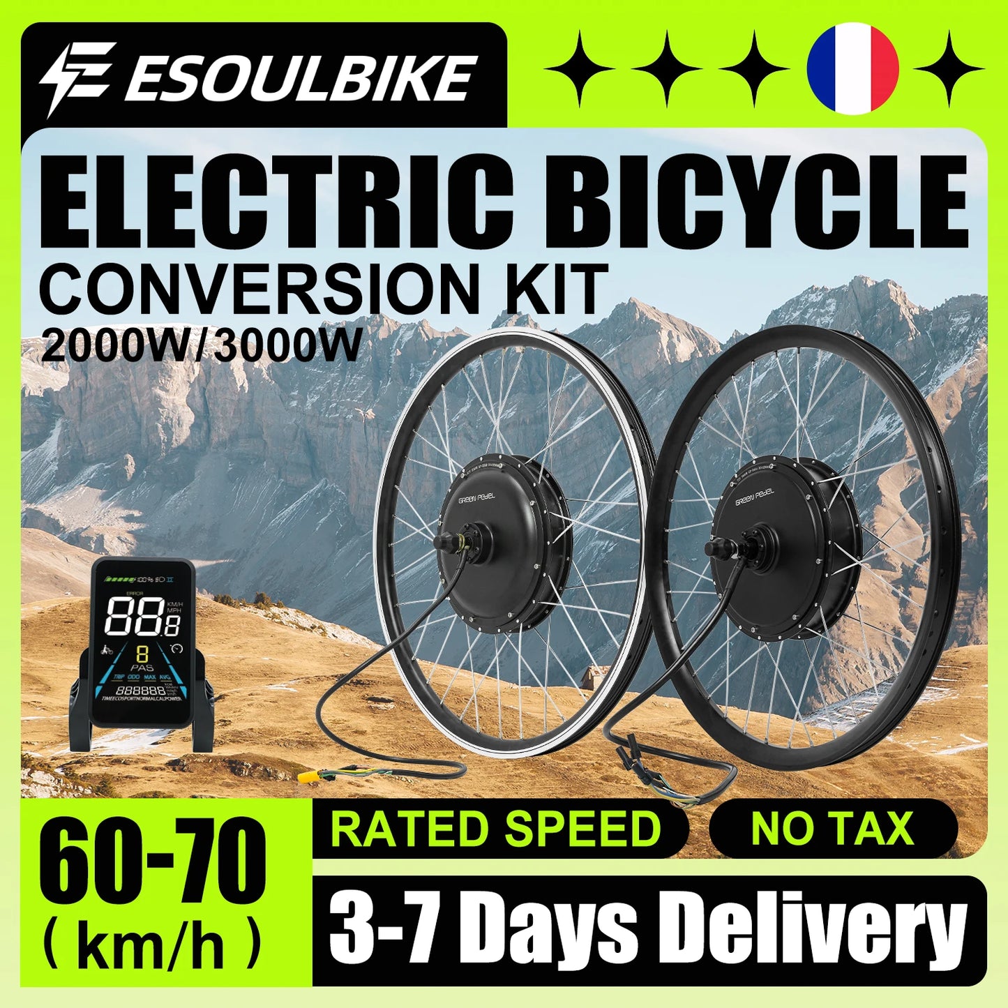 ESOULBIKE Electric bicycle kit e-bike Rear 52V 2000W ebike Electric bike Conversion Kit 26 28inch 700C Wheel hub motor