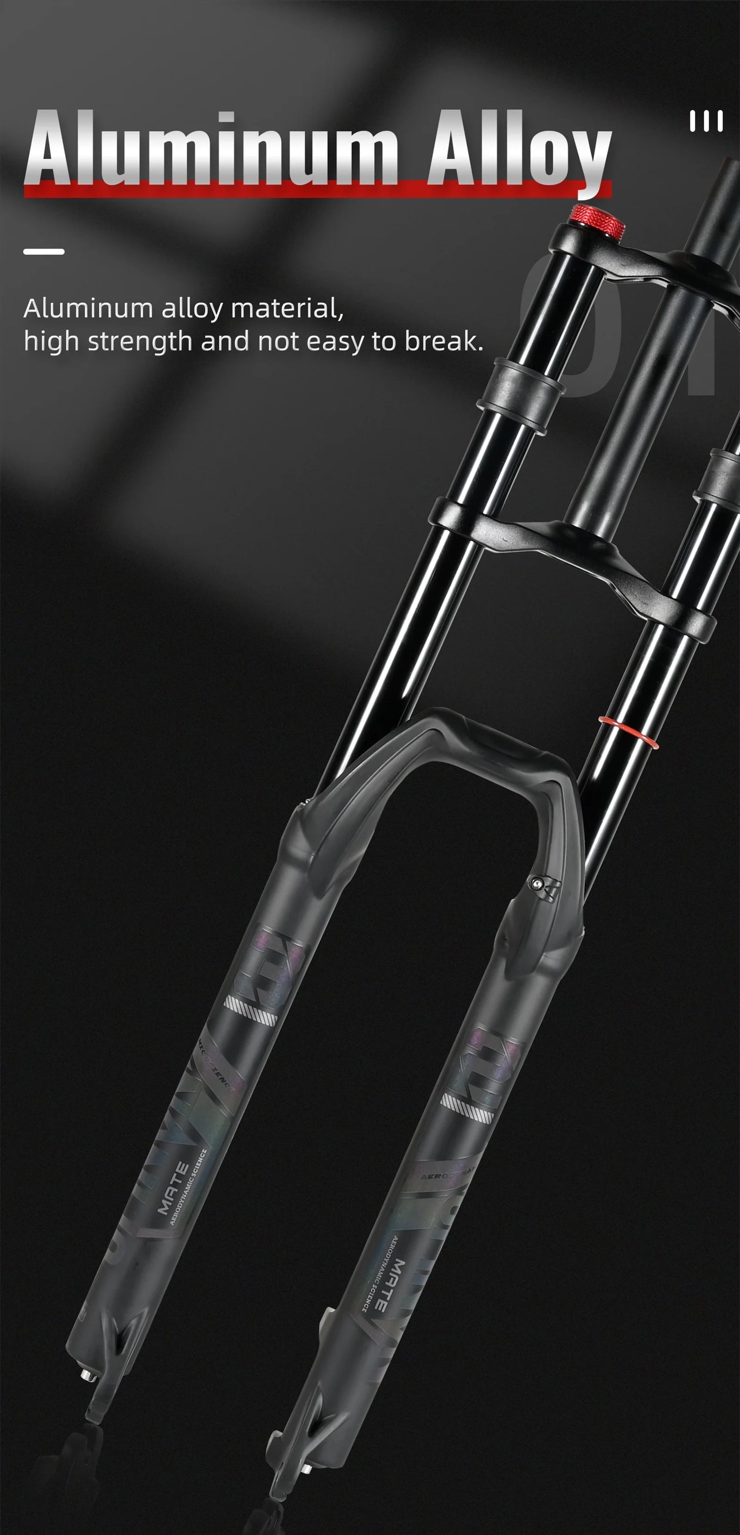 NanLio Bicycle Double Shoulder Air Suspension Fork - 150mm Travel for MTB & E-Bike Bikes 27.5"/29" Double Crown Fork