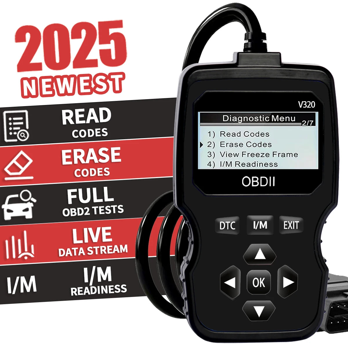 Obd2 Scanner - Advanced Car Diagnostic Tool with Engine Fault Code Reader, Voltage Tester, and Real-Time Data Stream Function