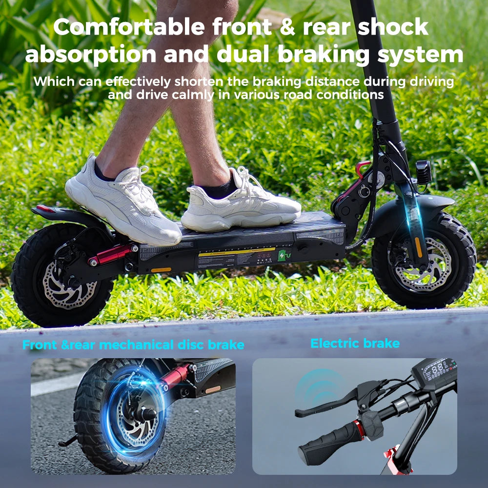 iScooter iX3 800W Powerful Electric Scooter 40KM Range 10inch Off Road Tire Electric Kick Scooter 10Ah 40KM/H Scooter for Adults