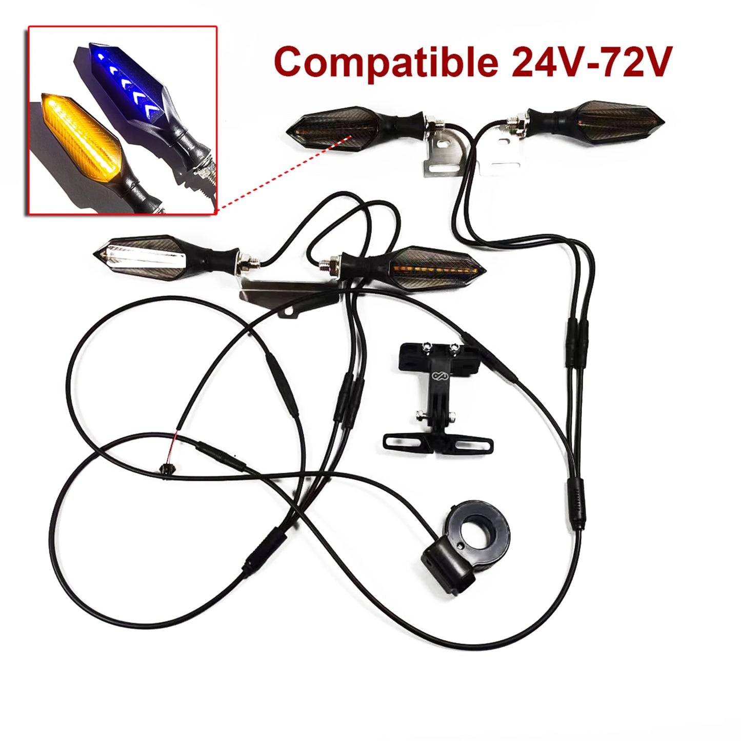 IGO-E Ebike Electric Bicycle Turn Signal Kit Set 36V 48V52V 72V Flow Flashing Waterproof Cable
