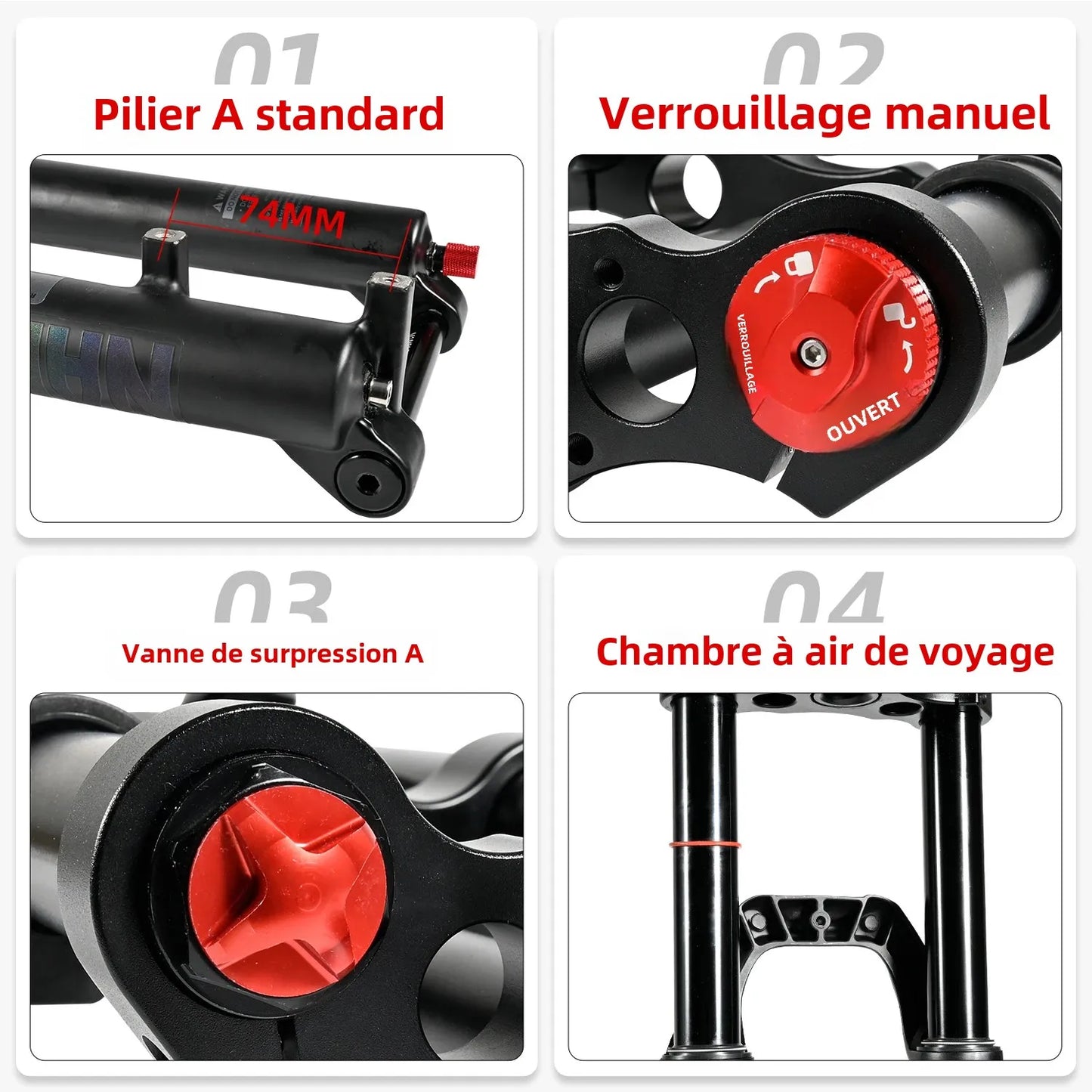 NanLio Bicycle Double Shoulder Air Suspension Fork - 150mm Travel for MTB & E-Bike Bikes 27.5"/29" Double Crown Fork