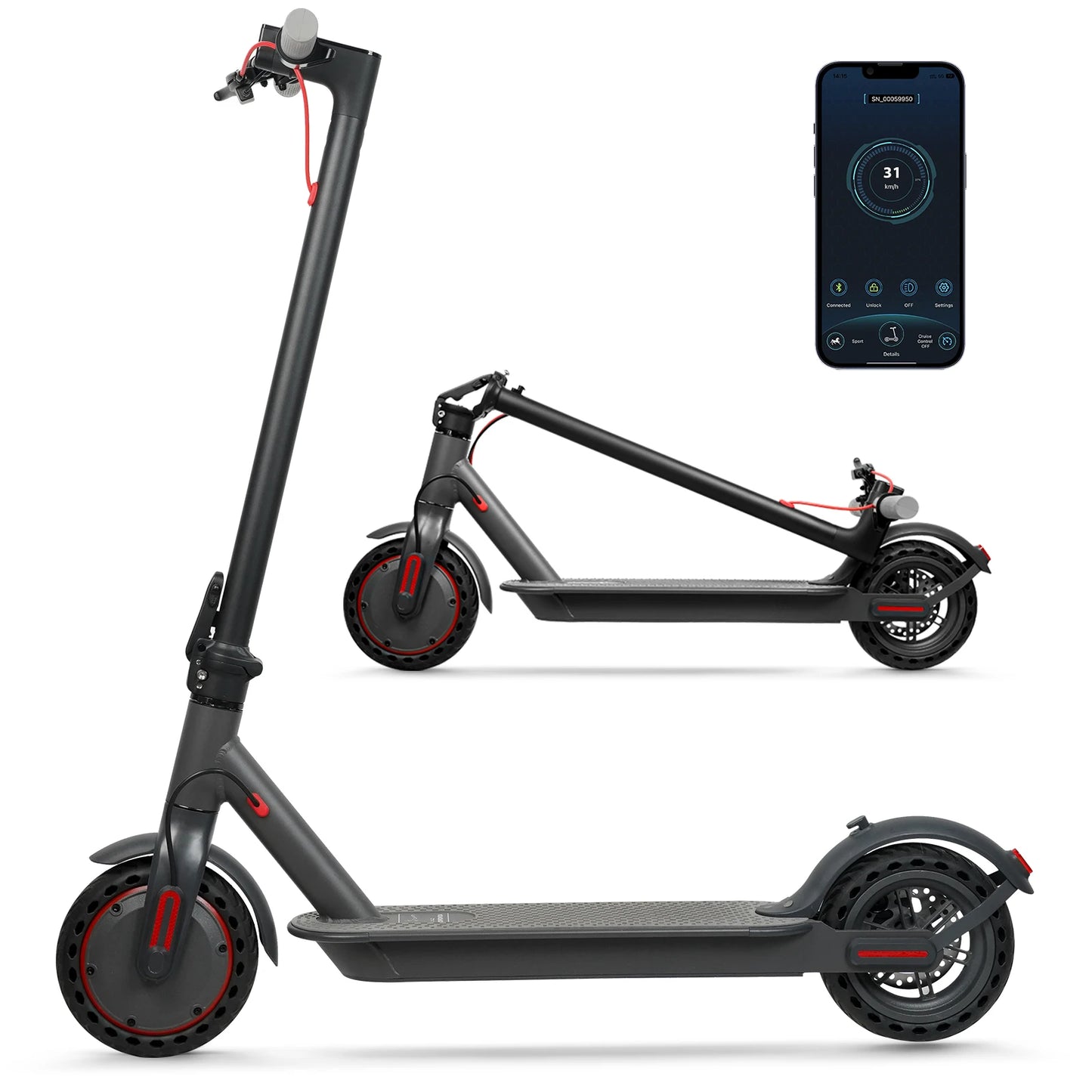 2025 Upgrate AOVOPRO Smart APP Electric Scooter 350W/500W Powerful Motor 36V/42V 25-45KM Range Adults EScooter with Dual Brake