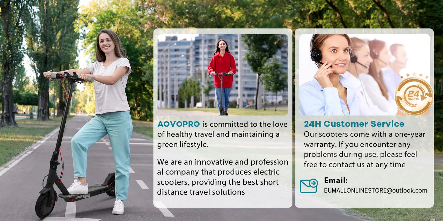2025 Upgrate AOVOPRO Smart APP Electric Scooter 350W/500W Powerful Motor 36V/42V 25-45KM Range Adults EScooter with Dual Brake