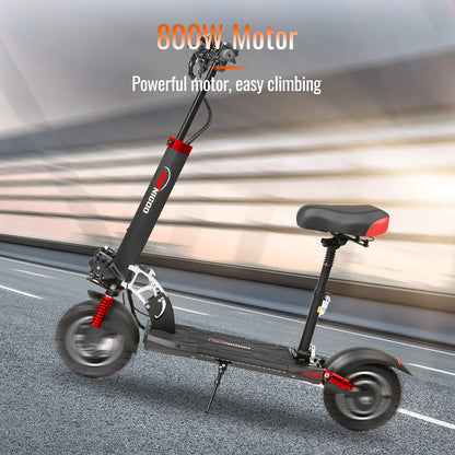 800W Powerful Electric Scooter 48V 15Ah Max Speed ​​50km/h 50km Range 10'' Tires Dual Shock Absorbing Folding EScooter for Adults