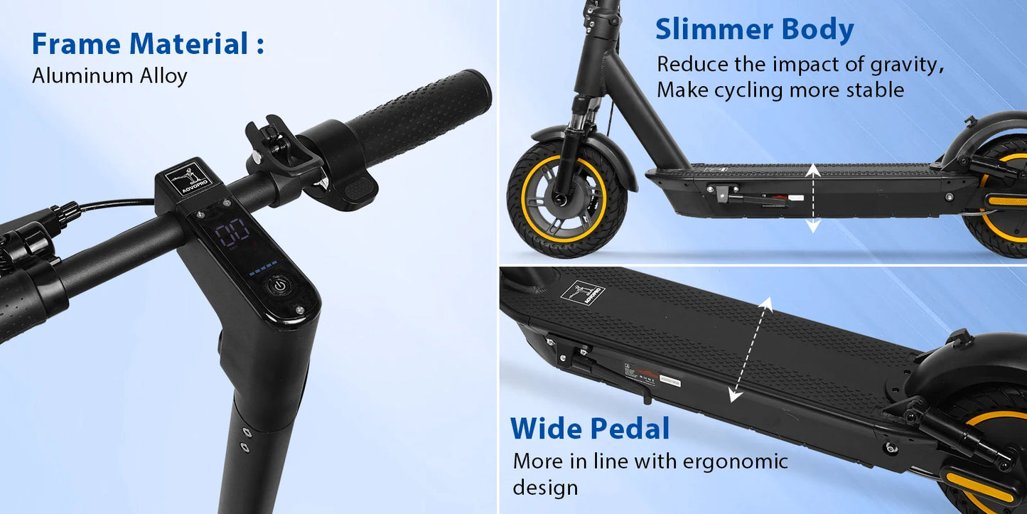 2025 Upgrate AOVOPRO Smart APP Electric Scooter 350W/500W Powerful Motor 36V/42V 25-45KM Range Adults EScooter with Dual Brake