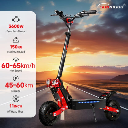 X7/X7PRO 3600W Electric Scooter 60-65km/h Dual 1800W Motor Escooter 11Inch 48V 21Ah  45-60km Mileage Foldable Electric Scooter
