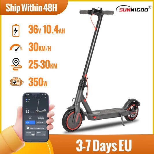 SUNNIGOO N7PRO 350W Adult Electric Scooter With APP 36V 10.4Ah Escooter 30km/h Kick Scooter Lightweight Long Range 30km Scooter