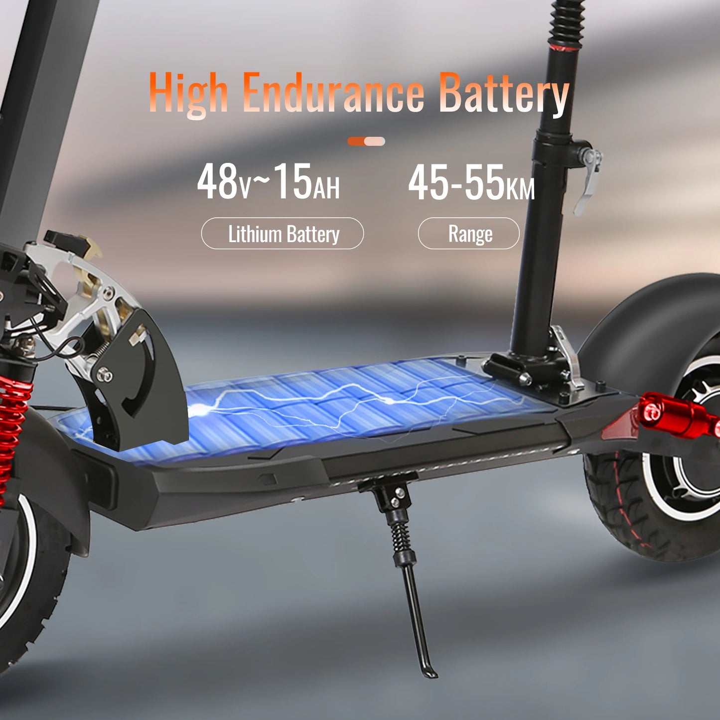800W Powerful Electric Scooter 48V 15Ah Max Speed ​​50km/h 50km Range 10'' Tires Dual Shock Absorbing Folding EScooter for Adults