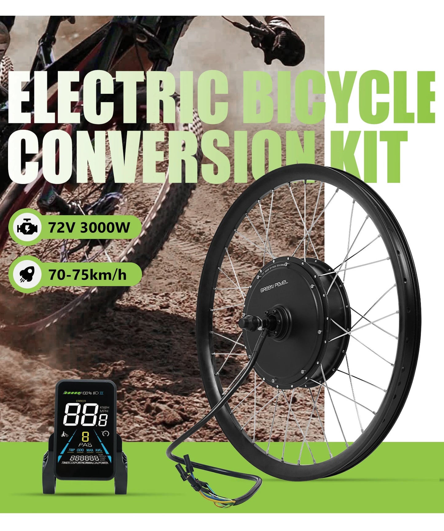 ESOULBIKE Electric bicycle kit e-bike Rear 52V 2000W ebike Electric bike Conversion Kit 26 28inch 700C Wheel hub motor