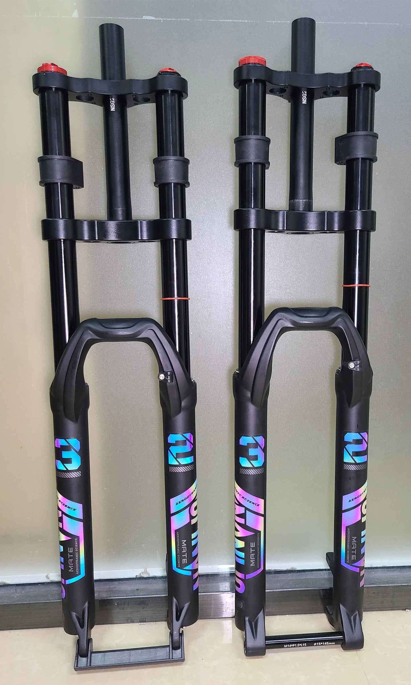 NanLio Bicycle Double Shoulder Air Suspension Fork - 150mm Travel for MTB & E-Bike Bikes 27.5"/29" Double Crown Fork