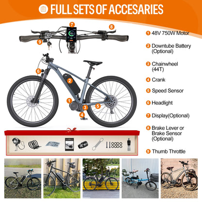 BAFANG 48V Battery 750W 500W 250W Mid Drive Motor Electric Bicycle Conversion BBS02 BBSHD with Dlsplay Kit，E-Bike Engine 68-73M