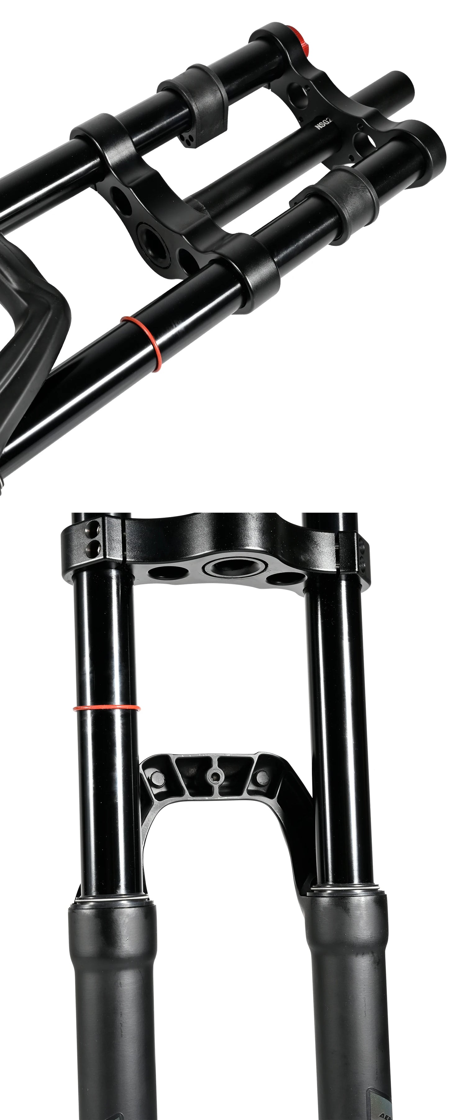 NanLio Bicycle Double Shoulder Air Suspension Fork - 150mm Travel for MTB & E-Bike Bikes 27.5"/29" Double Crown Fork