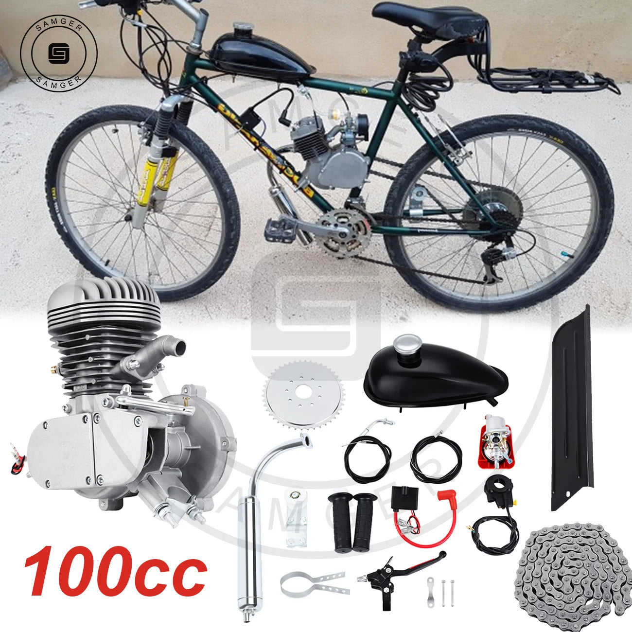 Samger 50/80/100CC Bicycle Engine Kit 2 Stroke Pocket Bike Engine For DIY Electric Bicycle Complete Engine from RU/EU
