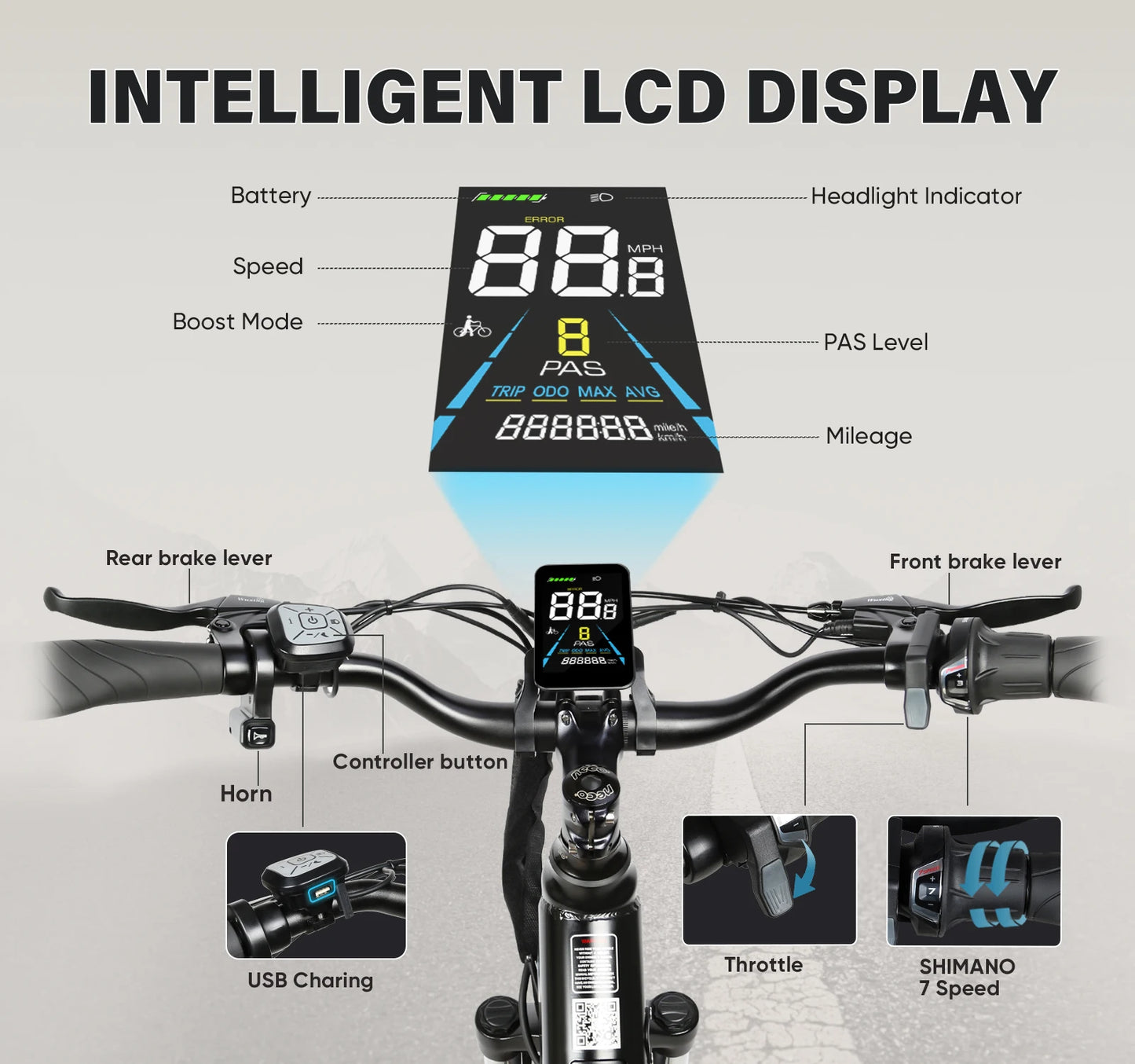 Samebike RS-A01 Pro-T 26Inch Electric Bicycle for Adults Mountain Bike 500W 36V 15Ah Lithium Battery City E-bike