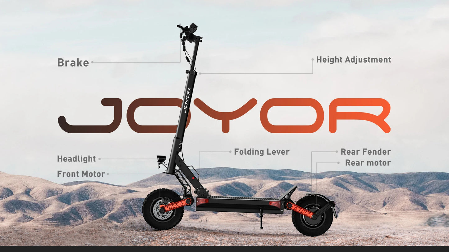 JOYOR S10-S-Z Electric Scooter 60V 18Ah Battery, Dual 1000W Motor ,10” Tire Adult Escooter,65km/h Max Speed 70-85km Range Black