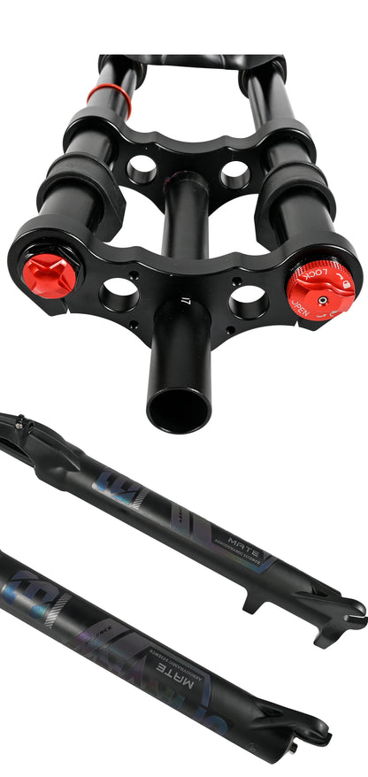 NanLio Bicycle Double Shoulder Air Suspension Fork - 150mm Travel for MTB & E-Bike Bikes 27.5"/29" Double Crown Fork