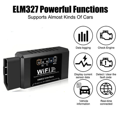 Popular ELM327 WiFi OBD2 Code Reader Scanner V1.5 Car Diagnostic Tools Car Fault Detector For Android/IOS/PC