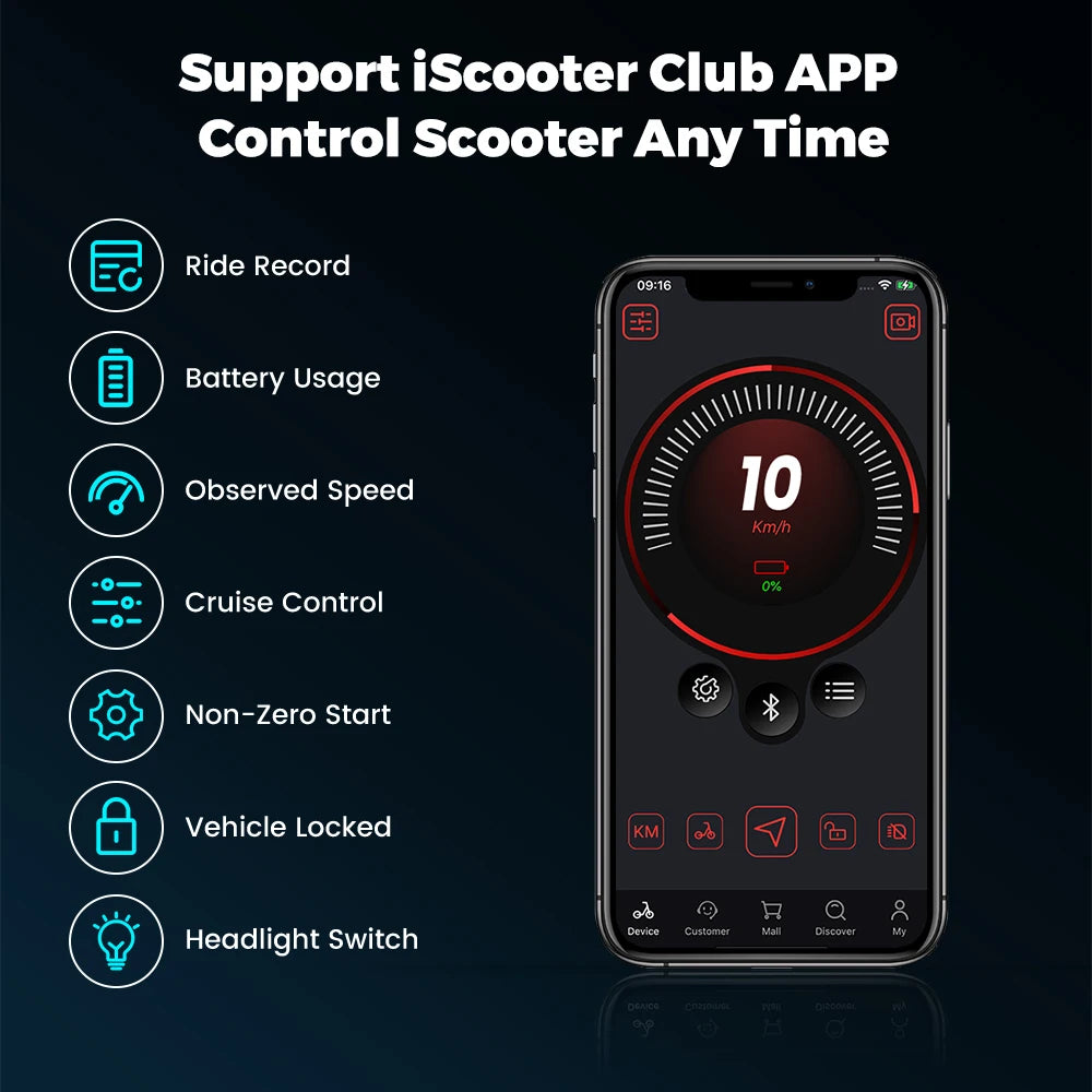 iScooter iX3 800W Powerful Electric Scooter 40KM Range 10inch Off Road Tire Electric Kick Scooter 10Ah 40KM/H Scooter for Adults