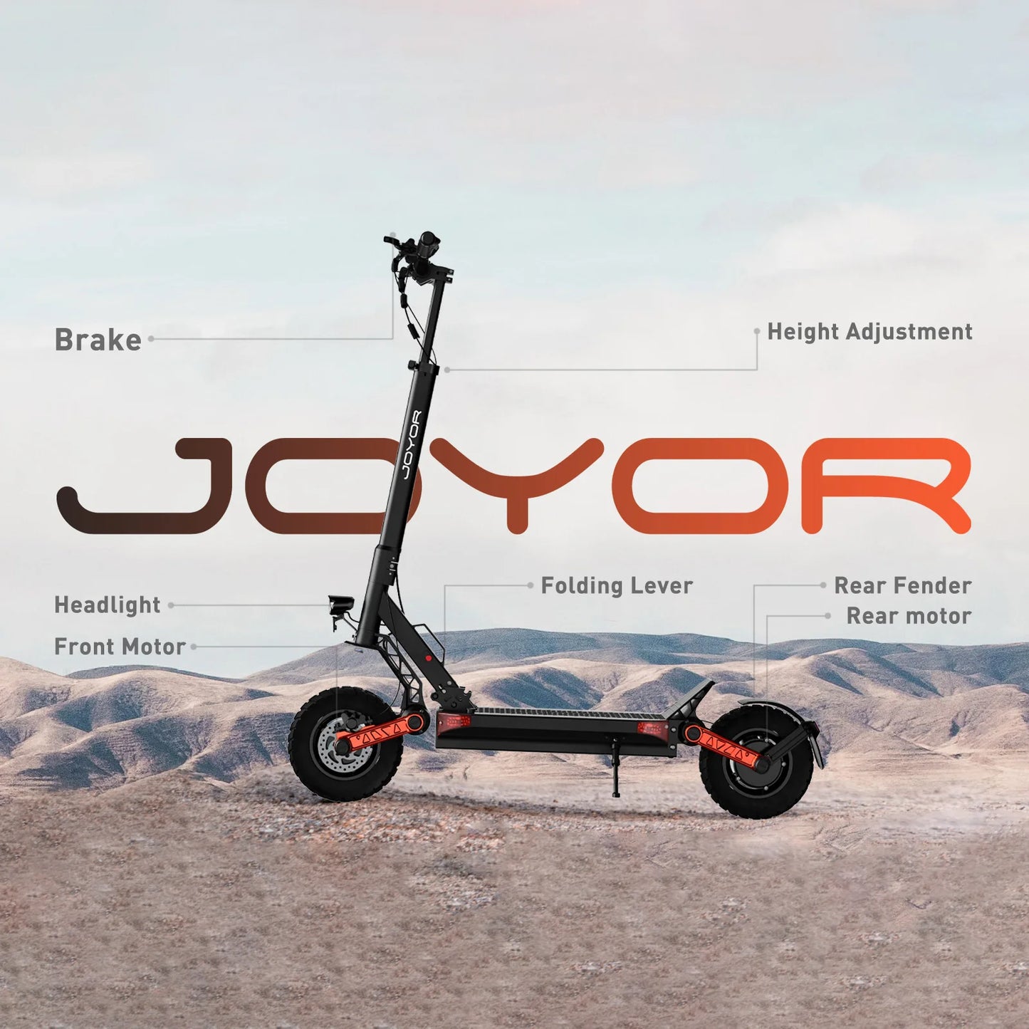 JOYOR S10-S-Z Electric Scooter 60V 18Ah Battery, Dual 1000W Motor ,10” Tire Adult Escooter,65km/h Max Speed 70-85km Range Black