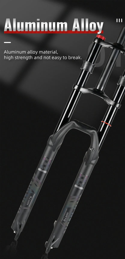 NanLio Bicycle Double Shoulder Air Suspension Fork - 150mm Travel for MTB & E-Bike Bikes 27.5"/29" Double Crown Fork