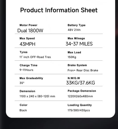 X7/X7PRO 3600W Electric Scooter 60-65km/h Dual 1800W Motor Escooter 11Inch 48V 21Ah  45-60km Mileage Foldable Electric Scooter