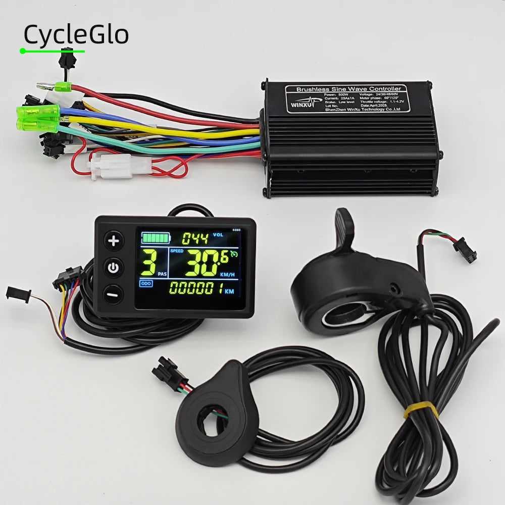 36V 48V 60V 500W 25A Sine Wave Brushless Motor Controller S866 Color LCD Display PAS Kit for Electric Scooter Bike E-bike Repair
