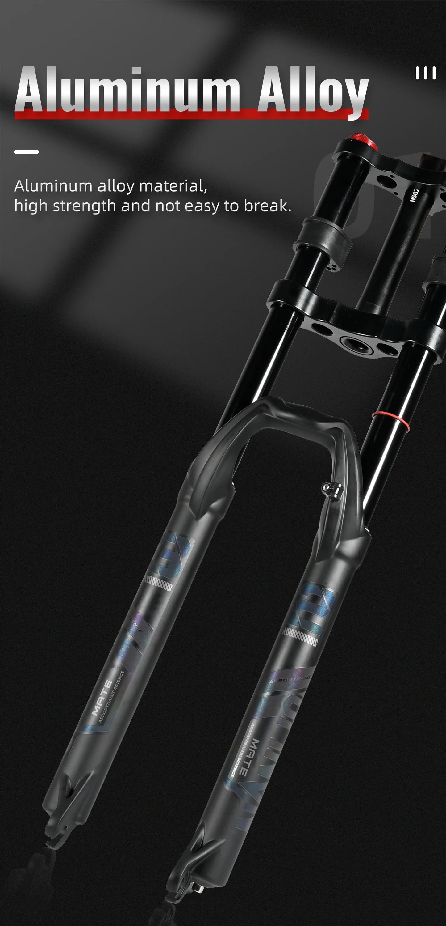 NanLio Bicycle Double Shoulder Air Suspension Fork - 150mm Travel for MTB & E-Bike Bikes 27.5"/29" Double Crown Fork