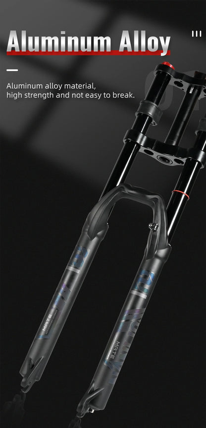 NanLio Bicycle Double Shoulder Air Suspension Fork - 150mm Travel for MTB & E-Bike Bikes 27.5"/29" Double Crown Fork