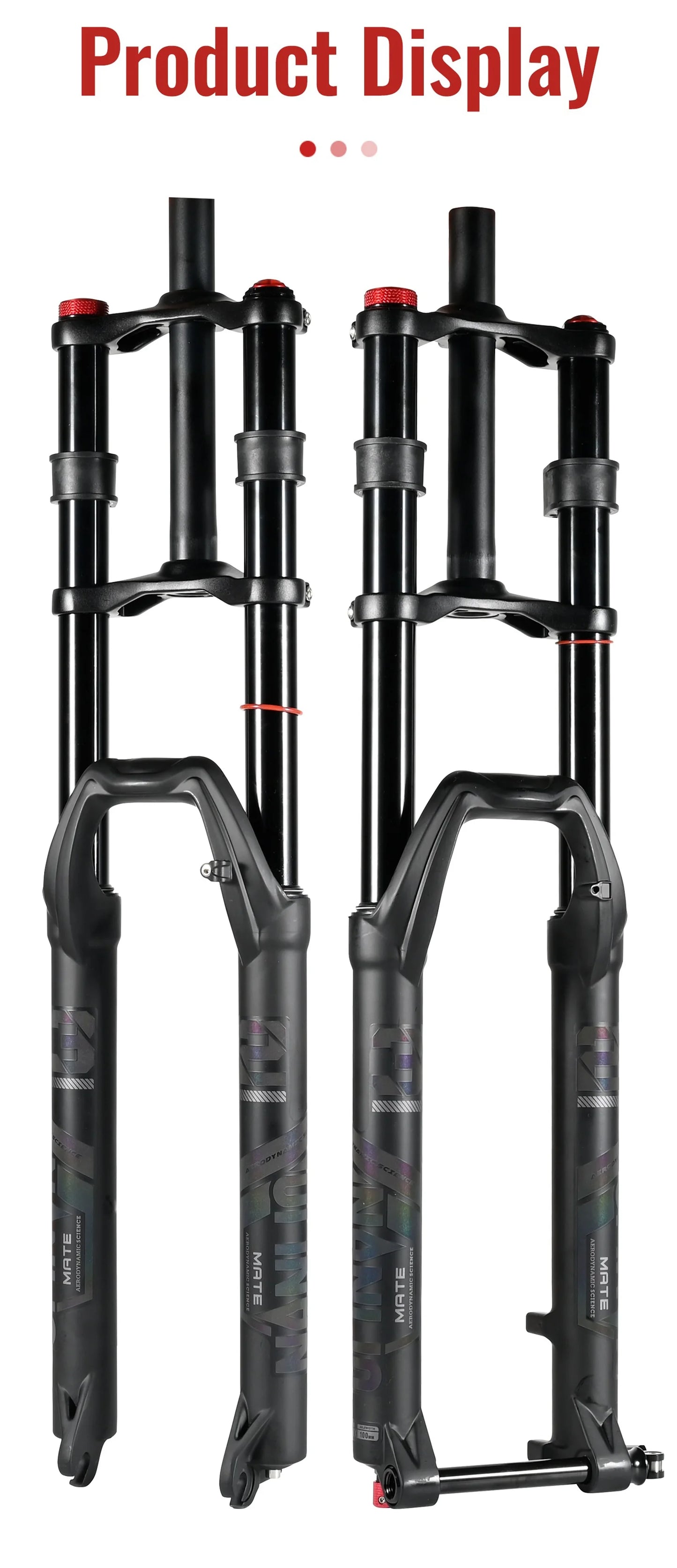 NanLio Bicycle Double Shoulder Air Suspension Fork - 150mm Travel for MTB & E-Bike Bikes 27.5"/29" Double Crown Fork