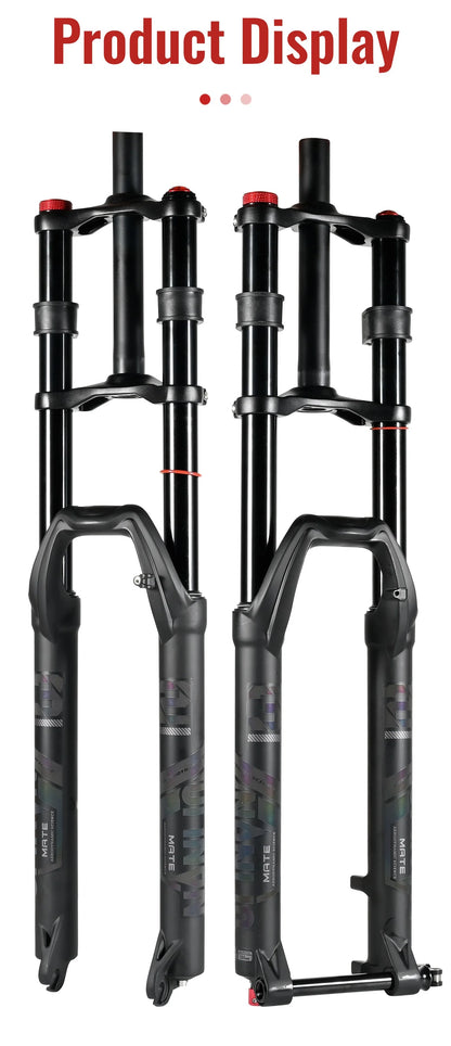 NanLio Bicycle Double Shoulder Air Suspension Fork - 150mm Travel for MTB & E-Bike Bikes 27.5"/29" Double Crown Fork