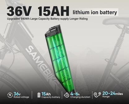 Samebike RS-A01 Pro-T 26Inch Electric Bicycle for Adults Mountain Bike 500W 36V 15Ah Lithium Battery City E-bike