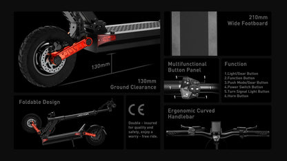 JOYOR S10-S-Z Electric Scooter 60V 18Ah Battery, Dual 1000W Motor ,10” Tire Adult Escooter,65km/h Max Speed 70-85km Range Black