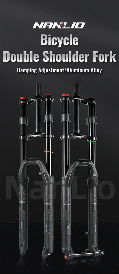 NanLio Bicycle Double Shoulder Air Suspension Fork - 150mm Travel for MTB & E-Bike Bikes 27.5"/29" Double Crown Fork