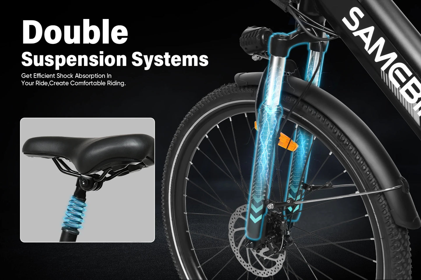 Samebike RS-A01 Pro-T 26Inch Electric Bicycle for Adults Mountain Bike 500W 36V 15Ah Lithium Battery City E-bike