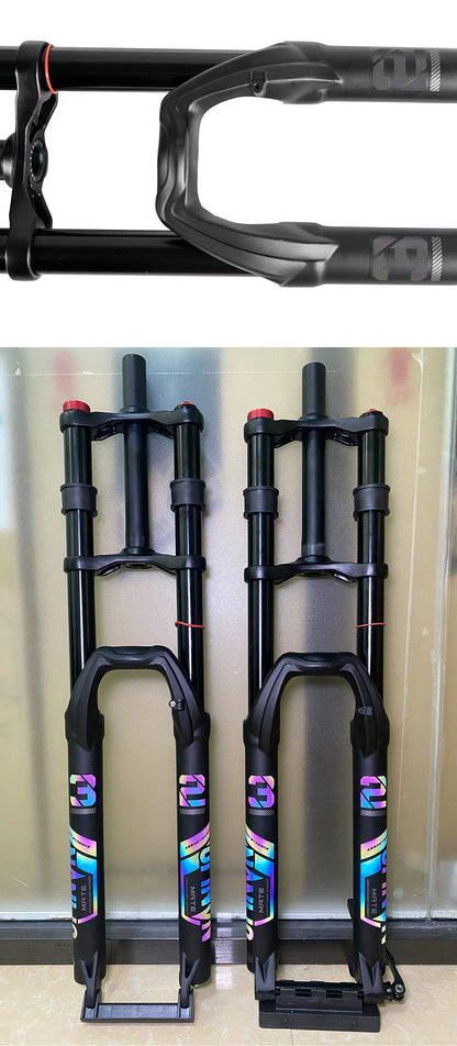 NanLio Bicycle Double Shoulder Air Suspension Fork - 150mm Travel for MTB & E-Bike Bikes 27.5"/29" Double Crown Fork